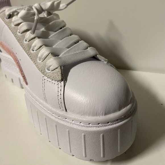 Puma Mayze Platform Sneakers Women’s 7 Lace Up Shoes White Casual New Pink - Picture 8 of 12